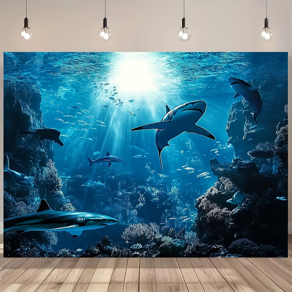 Aquarium Blue Marine - Impresionante Tapiz de Pared con Tiburones