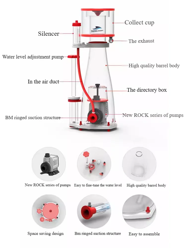 220-240V 50Hz burbuja mago cur - Marine Aquarium Protein Skimmer reseña y precio