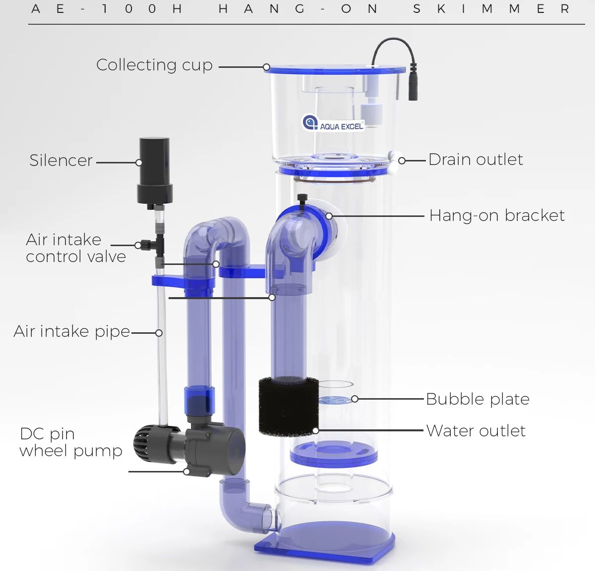 AQUA EXCEL AE-75H/100H Skimmer - Marine Aquarium Protein Skimmer reseña y precio